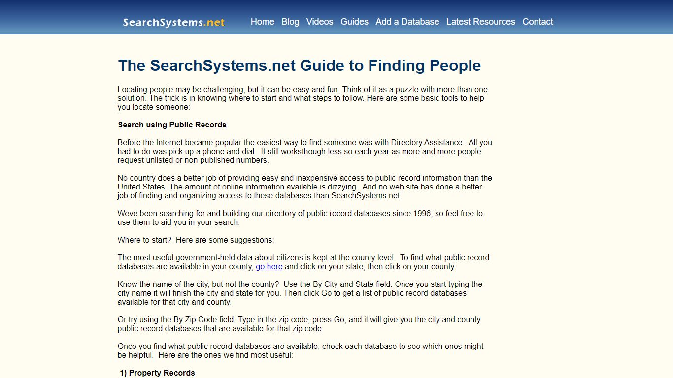 The SearchSystems.net Guide to Finding People