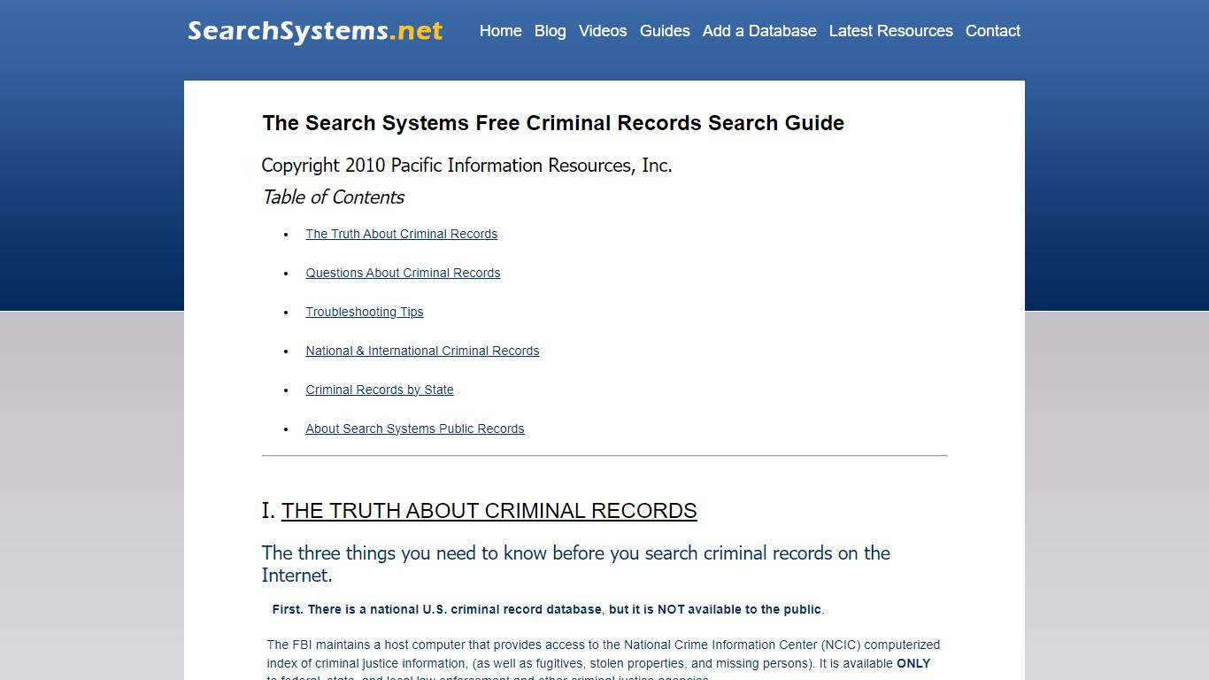 Criminal Record Guide - premium.searchsystems.net
