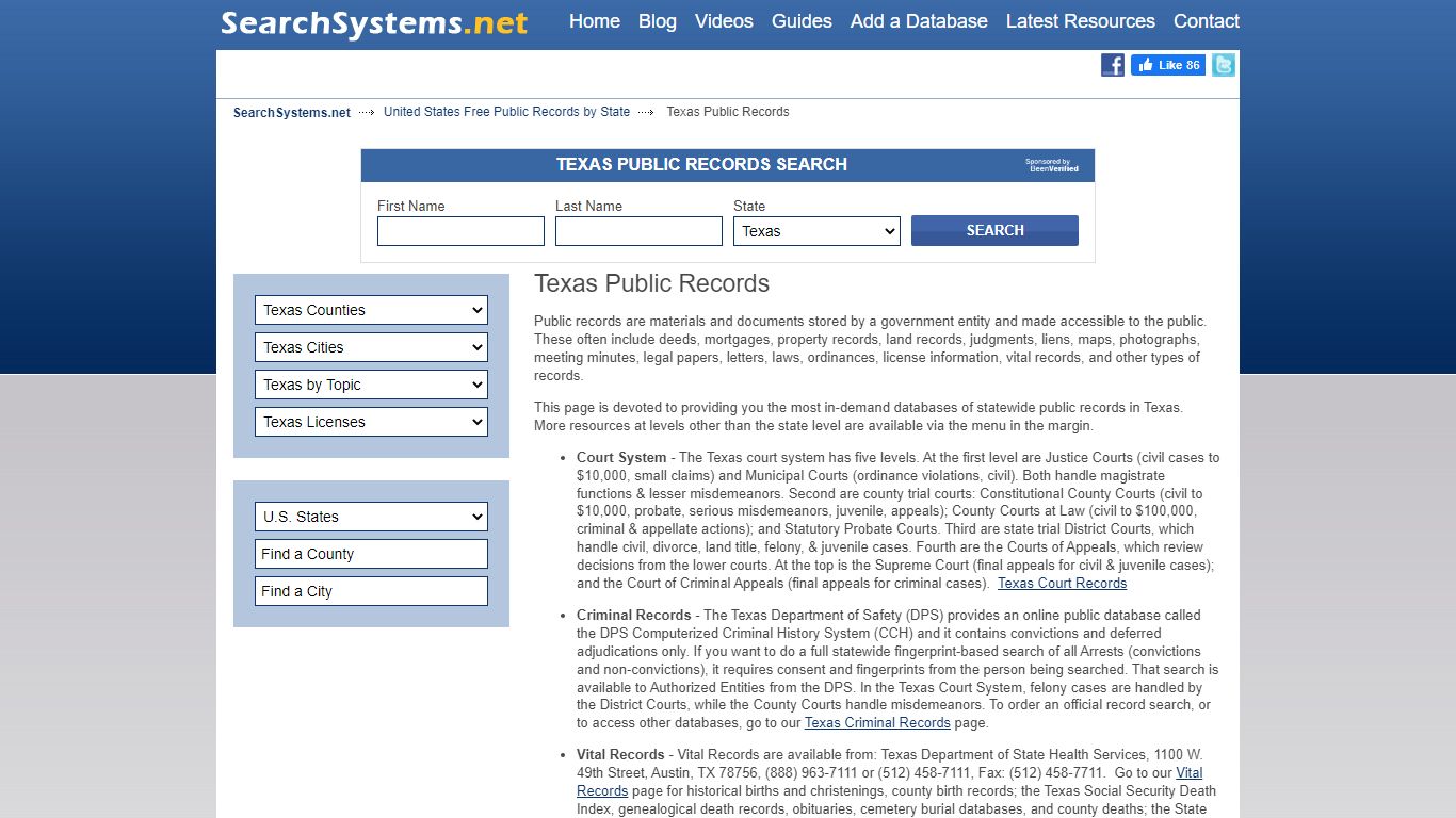 Texas Public Records Search | Search Systems